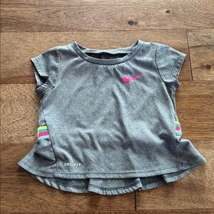 Nike Heather Gray Tee with Pink Swoosh